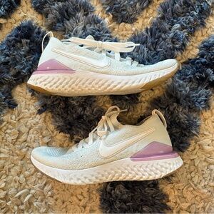 Nike React White and Purple Sneakers